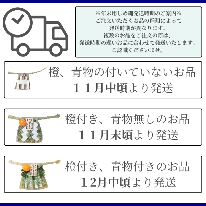 年末用しめ縄発送時期のご案内